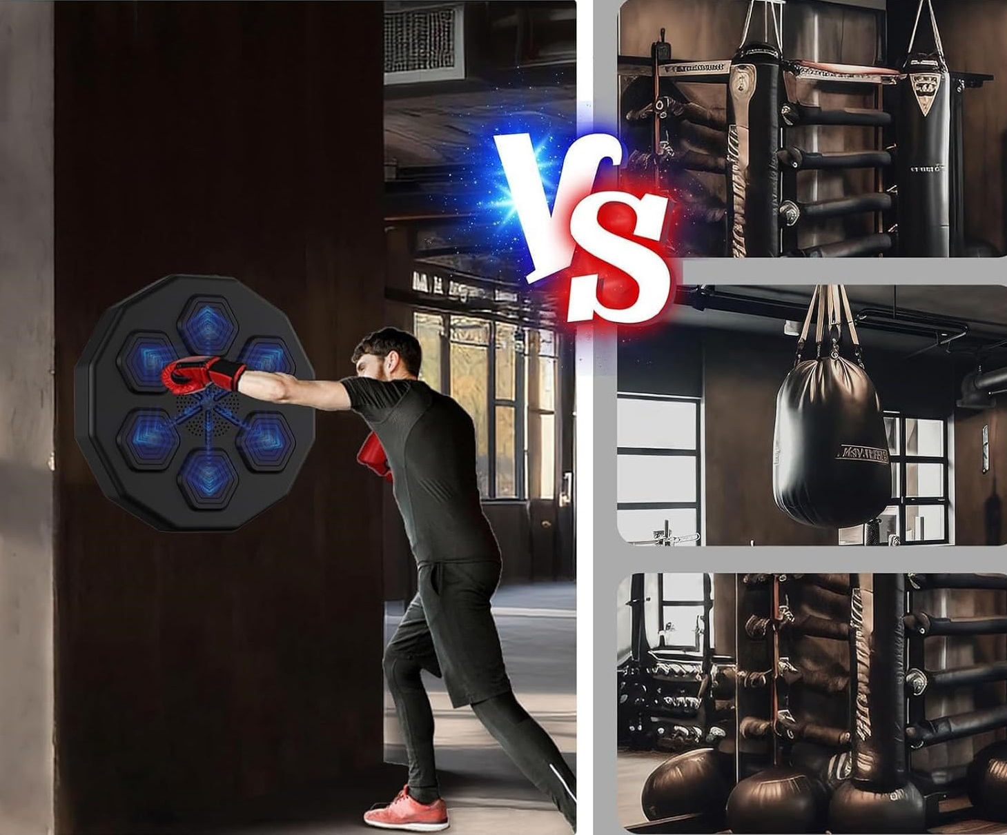 elektronička boksačka meta na zidu sa zvučnikom